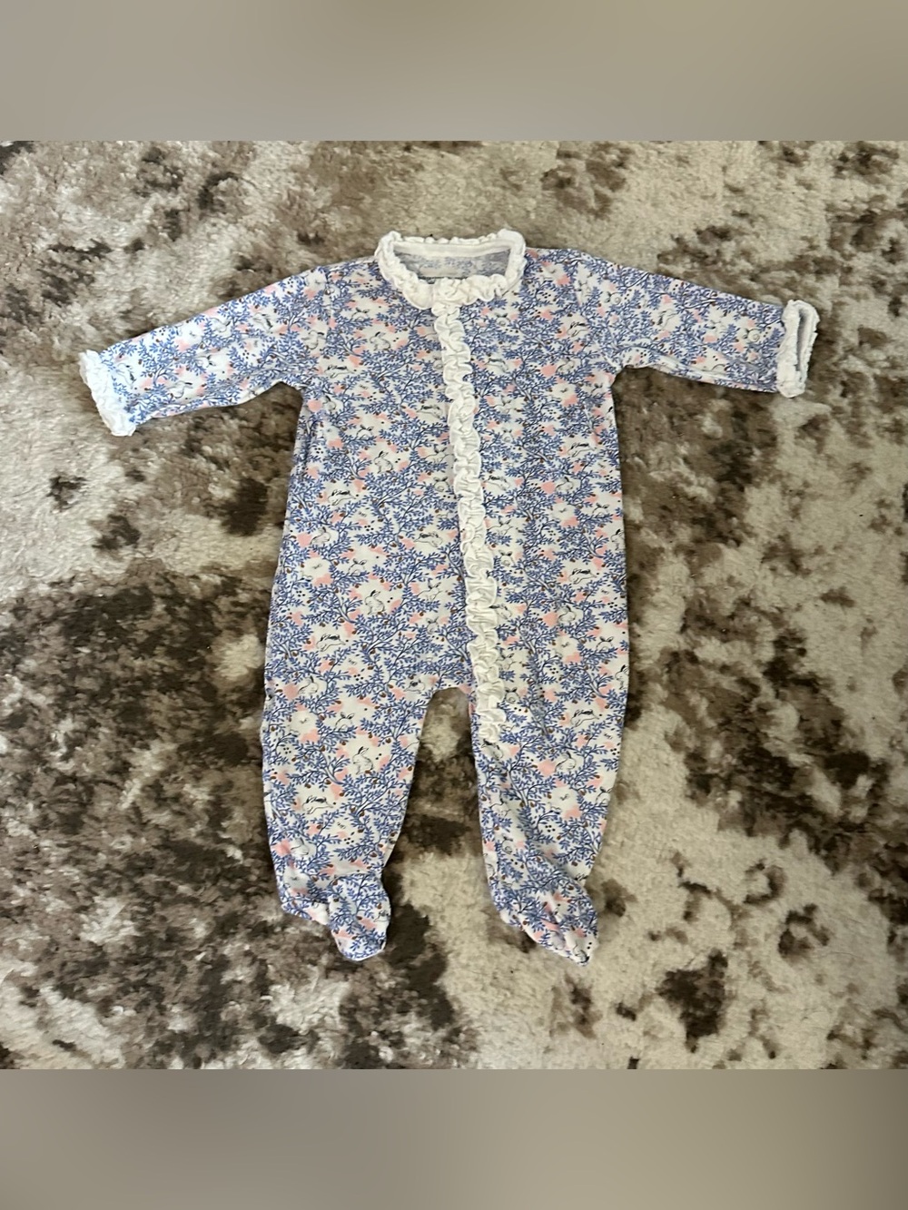 Magnetic Me Blue and Pink Floral Footed One-Piece